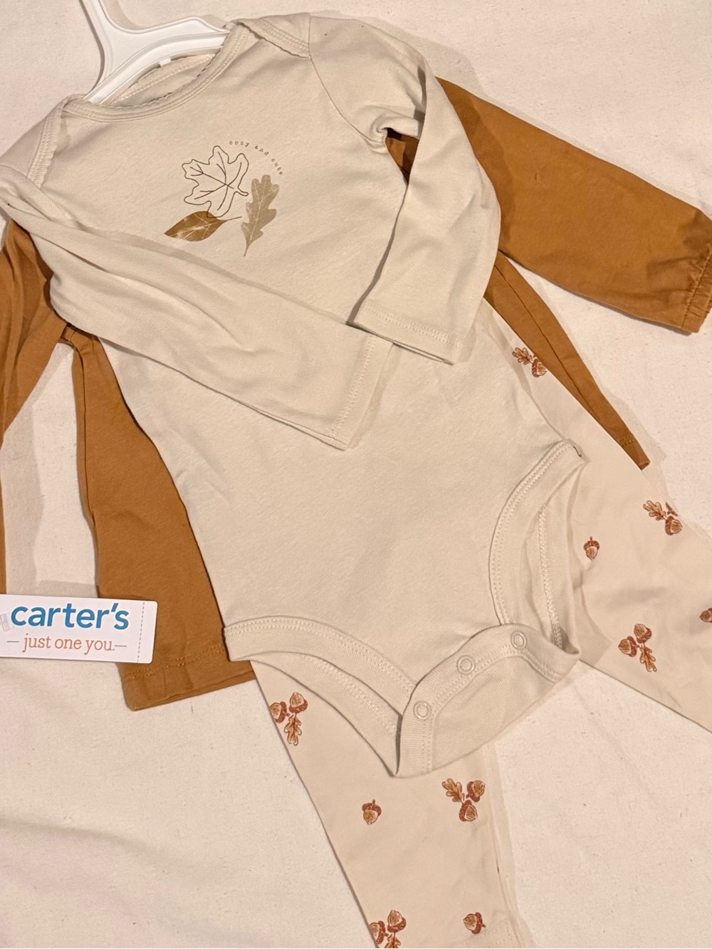 Carter's Two-Pack Neutral Leaf Bodysuits & Rust Layer